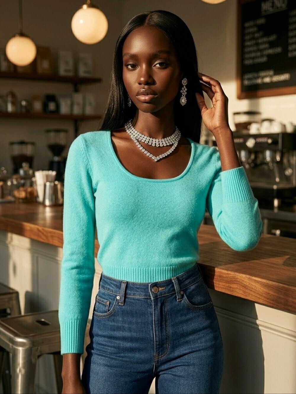 Mendocino 100% Cashmere Sweater Size Small Mint Green